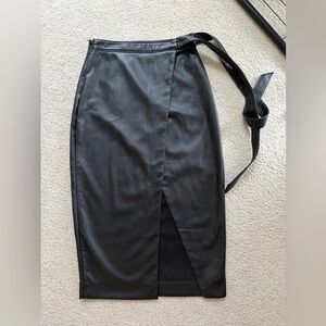Babaton faux leather wrap skirt